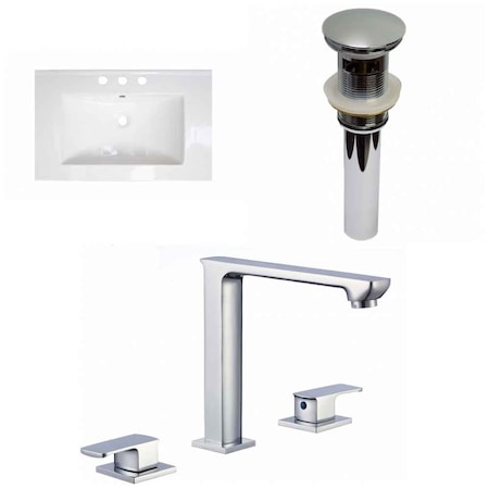 American Imaginations 24.25" W 3H8" Ceramic Top Set In White Color, Overflow Drain Incl. AI-32562